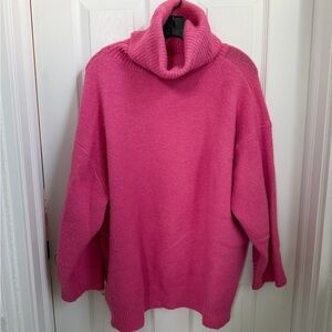 Topshop Oversized Pink Turtleneck Sweater